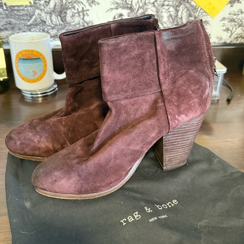 Rag & Bone Women's Burgundy Suede Ankle Booties